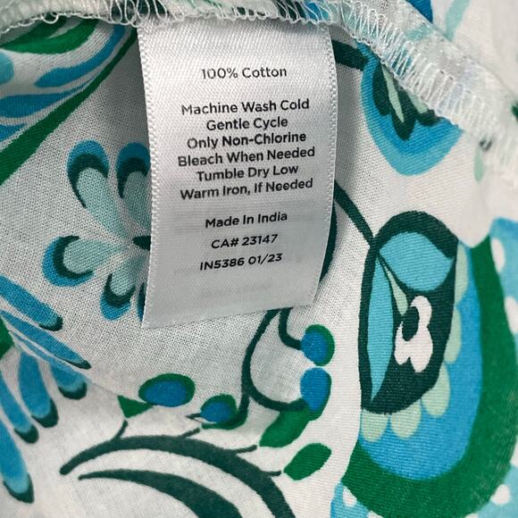 Talbots Short Sleeve Square Neck Blue Green Floral Print Top Womens Size XS - Picture 5 of 6